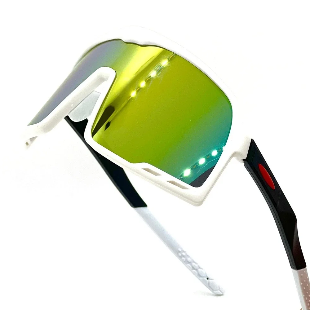 Sport Sunglasses Shield Orange Fire Mirrored Lens Glasses Men Street Wear Trendy